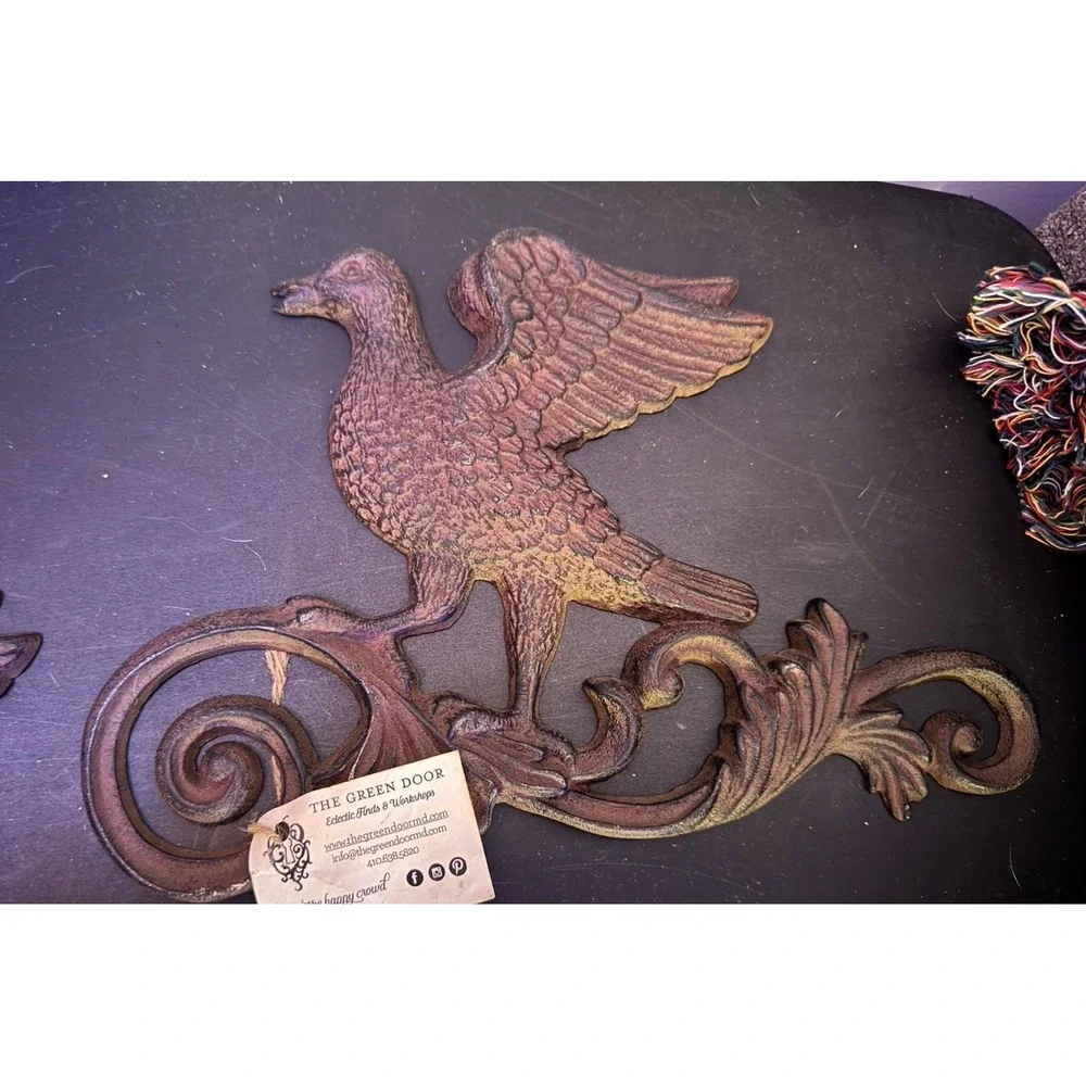 Vintage Antique Cast Iron Phoenix Birds House Decoration Pair of 2 Brand New Tag